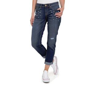 NWT Jordache blue denim pearl skinny boyfriend mid rise jeans 10